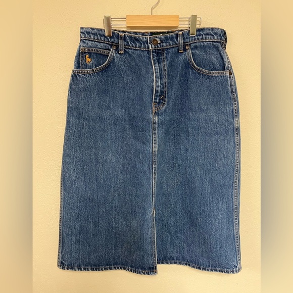 Classic Denim Skirt Hunt Club Vintage Split front skirt Unsized READ - Picture 3 of 7